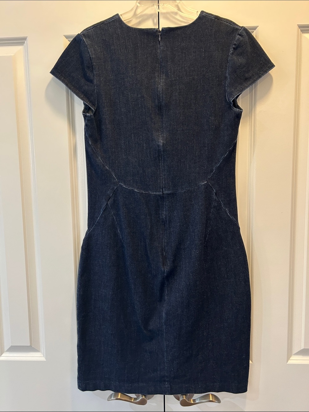 Banana Republic Dark Blue Denim Sheath Dress with Notch Neck 12T - Picture 4 of 8